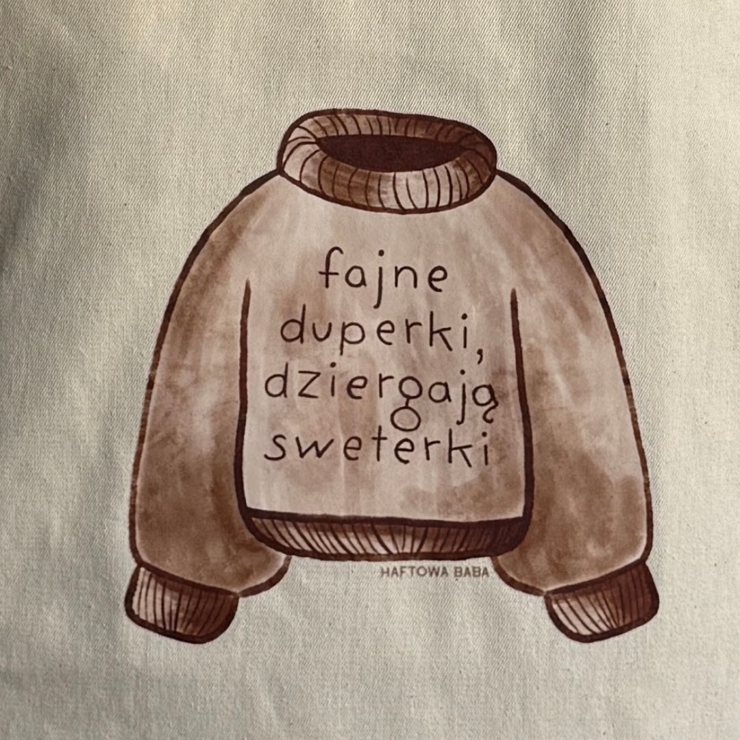 Eko Torba Bawełniana naturalna – Fajne duperki dziergają sweterki brązowy - obrazek 2